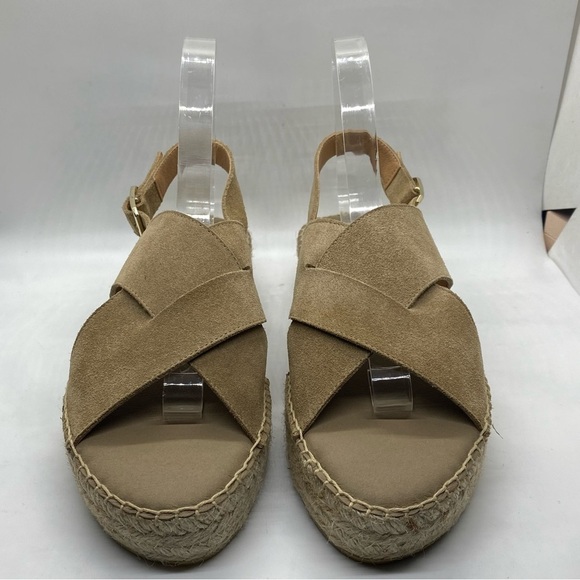 Paseart Women's Tan Suede Leather Cross Strap Espadrille Slingback Sandals 40 - Picture 3 of 11